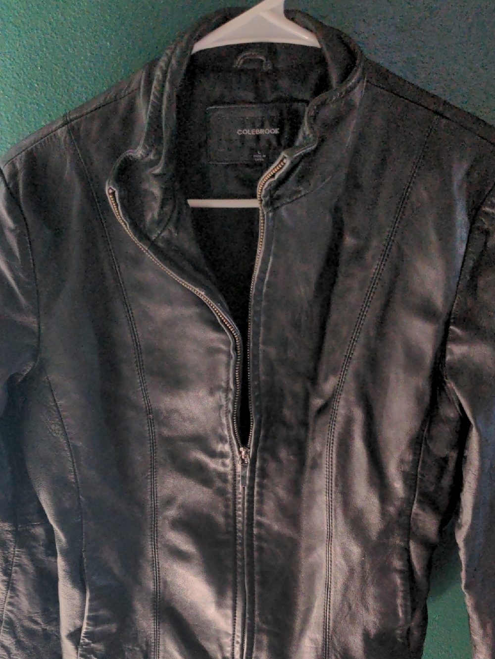 Colebrook Women's Black 100% Genuine Leather Zip Up Jacket Size L